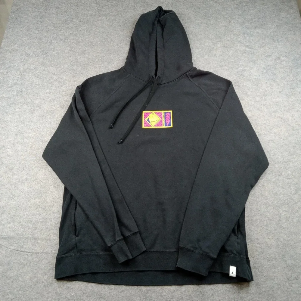 Jordan Hoodie‎ Mens XL Black Dri-Fit Pullover Sweatshirt Number One DR2100-010